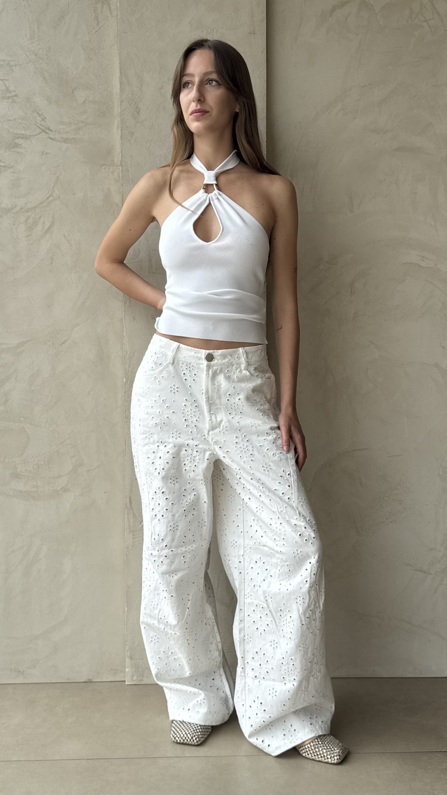 GLAMOROUS | Pantalone Sangallo White