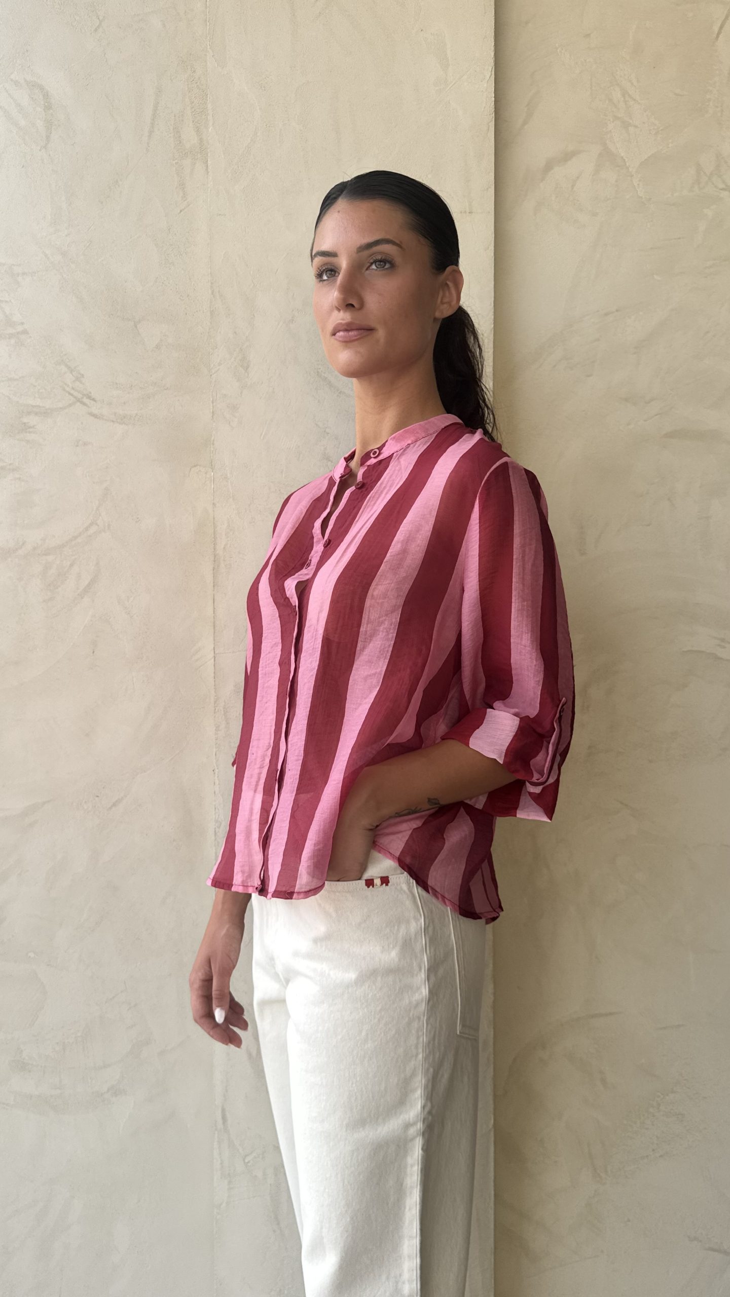 HAVEONE | CAMICIA RIGA ROSA