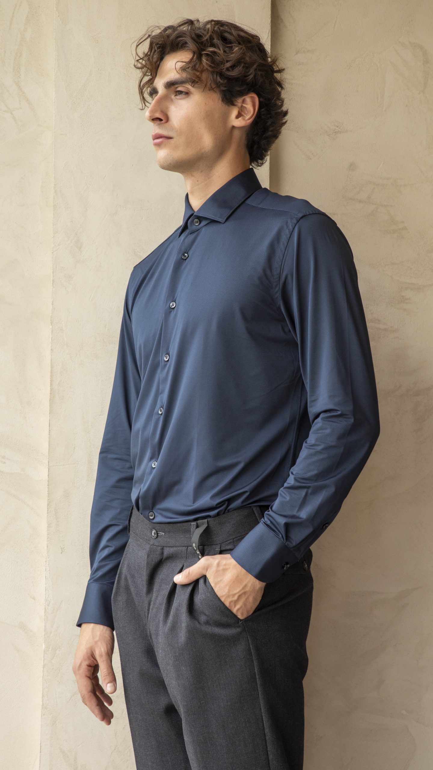 XACUS x EXTRA | Camicia Active Blu Lavorato